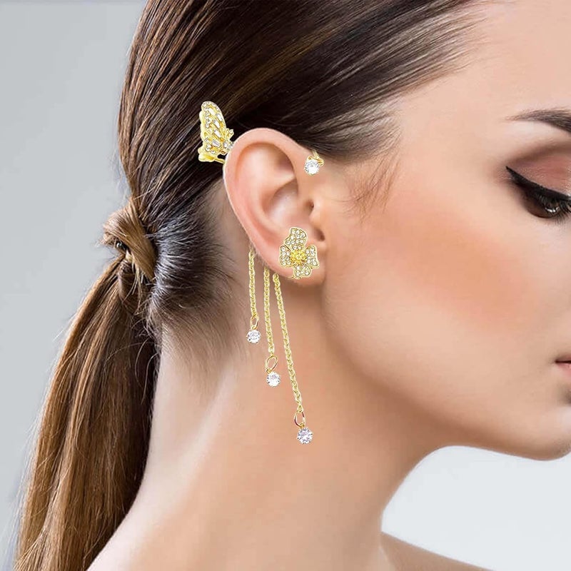 Taichell Store Shining Butterfly Ear Cuffs Zircon Butterfly Earrings for Women Ear Cuffs for Women Non Piercing Ear Wrap Around Earrings - Image 5